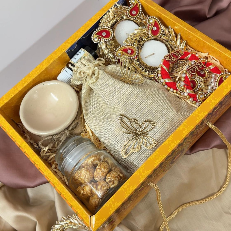 Luxury Festive Gift Hamper with Decorative Diyas, Sweets & Accessories