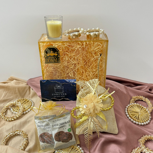 Elegant Diwali Gift Hamper | Dark Chocolate Cookies & Decor