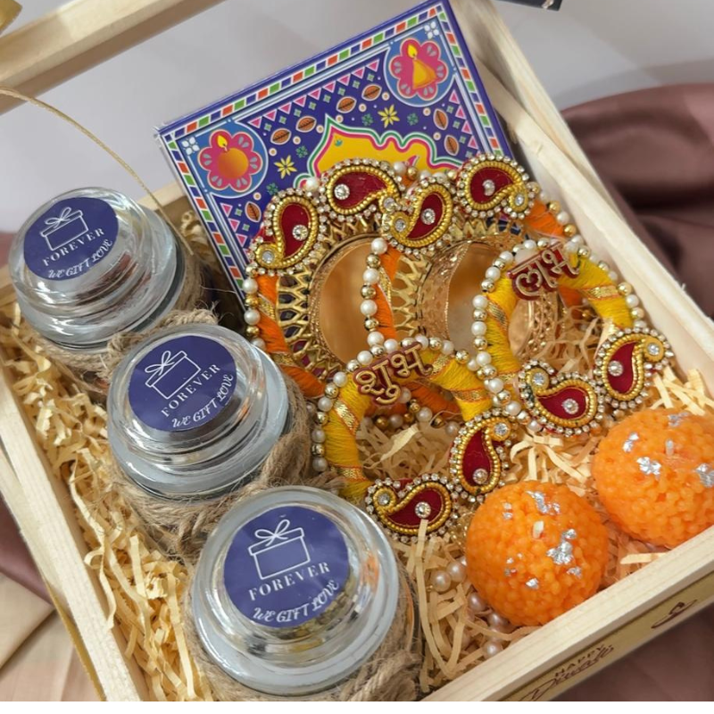Traditional Festive Gift Hamper | Shubh Labh, Sweets & Premium Jars