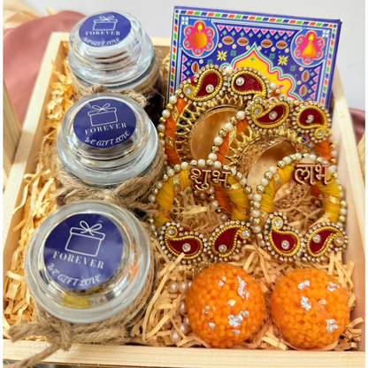 Traditional Festive Gift Hamper | Shubh Labh, Sweets & Premium Jars