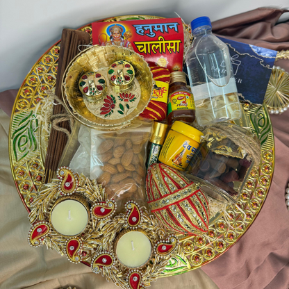 Premium Pooja Thali Gift Hamper with Essentials & Decorative Diyas