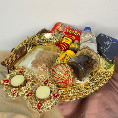 Premium Pooja Thali Gift Hamper with Essentials & Decorative Diyas