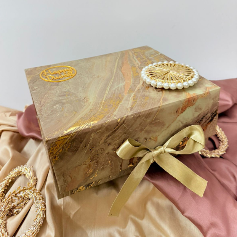Elegant Spiritual Gift Hamper with Lotus Diyas, Marble Plate & Festive Accessories